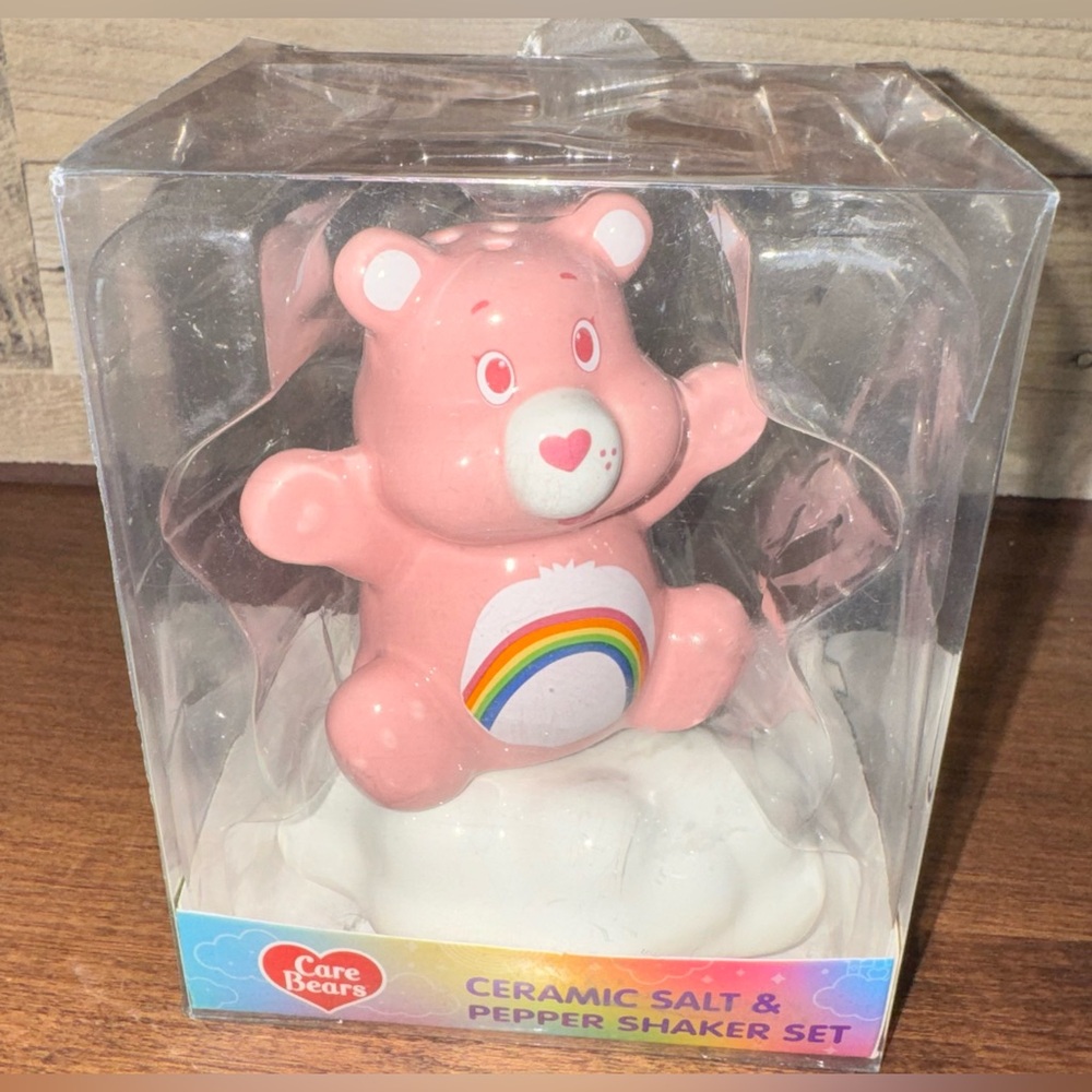 Cute 🥰 Care Bears 3D Ceramic Salt and Pepper Shaker Set Featuring Cheer Bear